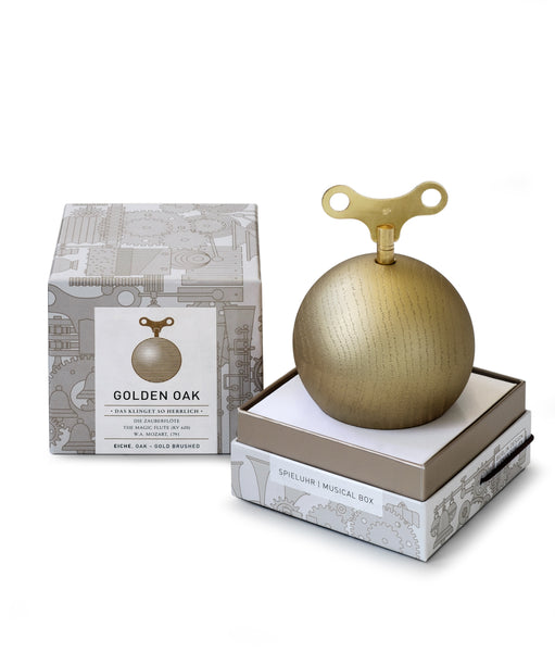Golden Oak Music Box - Oak Wood Gold Brushed