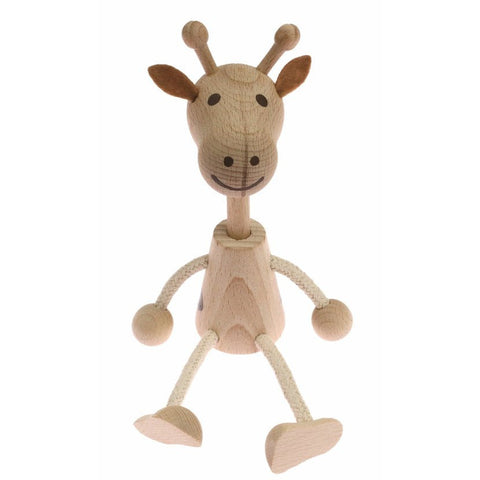 Wooden Figure on a Spring - Natural Giraffe