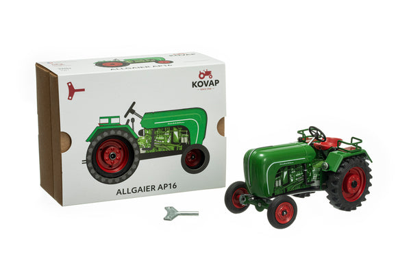 Kovap Allgaier green AP16 tractor white box with green tractor and wind up key